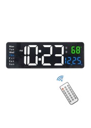 Plumeet Digital Wall Clock, 16&acirc;&euro;&trade;&acirc;&euro;&trade; Large LED Wall Clock with Remote Control, Big Digits, Auto-Dimming, 2 Alarm, Silent Wall Clock Show Date Week Temp (Include Adapter)