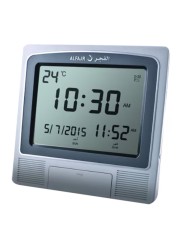 Al Fajr Azan Digital Wall Clock Grey 21x22x2.5centimeter