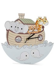 Mark Feldstein &amp; Associates Precious Moments Noah&#39;s Ark Soft Pastel 11 x 11 MDF Wood Hanging Wall Clock