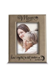 BELLA BUSTA- Mom, I Love You to the Moon and Back- Mother&#39;s day- Engraved Leather Picture Frame (4x6 Vertical)