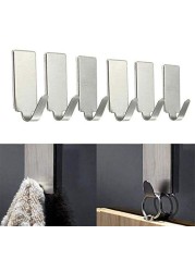 Generic - 6PCS Self Adhesive Home Kitchen Wall Door Stainless Steel Holder Hook Hanger