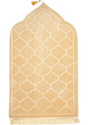 Embossed Dome Style Prayer Mat Beige Anti-Slip Velvet Top Islamic Prayer Mat New Design Sajadah Padded Prayer Rug for Men Women Eid Gift Ramadan 70x110 cm