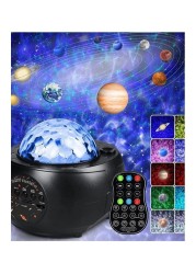 جهاز عرض ضوء ليلي مرصع بالنجوم ، في3 في 1 Galaxy Starry Night Light Projector LED Ocean Wave Nebula Clouds مع جهاز تحكم عن بعد ، مكبر صوت بلوتوث ، وضوء ستار للحضانة والرضع والسقف وغرفة النوم وحفلات أ