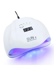 Global Fashion 2-in-1 UV/LED Nail Dryer Lamp - 54W, Professional Gel Nail Dryer for Manicure &amp; Pedicure, Smart Sensor, 4 Timer Settings, Painless Curing, Spacious Design - SUN X (White)