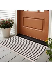 LEEVAN Black and White Striped Rug Doormat 24&quot;x35&quot; Washable Front Porch Rug Farmhouse Layered Door Mats Outdoor Cotton Hand Woven Throw Carpet for Entryway/Front Steps/Bathroom/Home Entrance