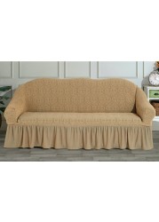 Fabienne Turkish Stretchable Jacquard Sofa Cover Three Seater Light Beige Free Size