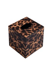 S Forever Home Decor Chic Kleenex Box Holders PU Leather Square Tissue Box Cover Leopard