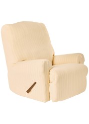 SureFit SF39058 Stretch Pinstripe Recliner Slipcover One Piece Form Fit 94 Polyester 6 Spandex Machine Washable Cream