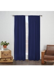 Eclipse Cadenza Microfiber Rod Pocket Panel Pair Light Filtering Window Curtains 54 in long x 40 in wide 2 Panels Navy