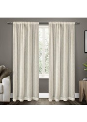 Exclusive Home RP Belgian Textured Linen Look Jacquard Sheer Rod Pocket Curtain Panel, Pair, 50x84, Snowflake