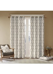Madison Park Grey Curtains for Living Room Modern Contemporary Linen Window Curtains for Bedroom Brooklyn Embroidered Modern Grommet Window Curtains 50X95 1Panel Pack