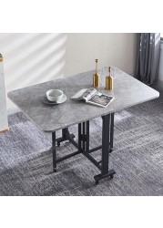 Generic Modern Folding Dining Table, Extendable Drop Leaf Folding Table, Multifunction Expandable, Steel Frame Structure, Easily Bear 400 Kg/881 Lb, Grey