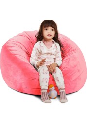 Bean Bag Chair Cover, Stuffed Animal Storage, Plush Toys Organizer Holder, Beanbag Chairs Cover for Kids Teans and Adults Super Soft and Comfortable Fabric X-Large with Handle and Zipper -Round Pink