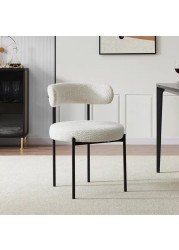 Jeffcoco Furniture Luxurious Modern Dining Chairs - Stainless Steel Leg, Lamb Wool Single Lounge Chair for Hotel, Restaurant, and Office - High-End Living Room Seating (White)