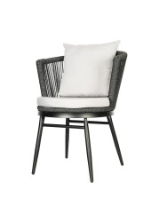 Jeffcoco Furniture Garden Lounge Seat Set,Outdoor Chair with Cushions,Patio Outdoor Balcony Seat,Grey Outdoor Sofa Furniture Handmade Rope (Chair)