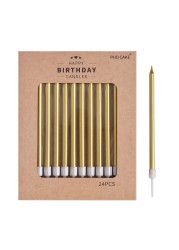 PHD CAKE Gold Long Thin Metallic Birthday Candles, Cake Candles, Birthday Parties, Wedding Decorations, Party Candles, Cake Decorations