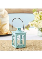 Kate Aspen Rustic Shelf Decor Luminous Vintage Tea Light Votive Candle Holders Metal Mini Decorative Lantern, Distressed Teal Blue