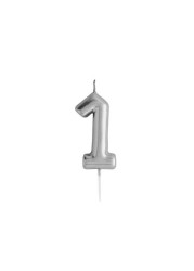 Silver Number &#39;1&#39; Candle