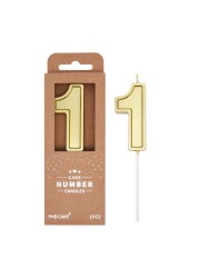 PHD CAKE 2.76 Inch Luxe Gold 1 Number Birthday Candles, Gold Number Candles, Cake Number Candles, Party Celebration