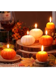 6 Pcs Fall Pumpkin Candles Thanksgiving Pumpkin Shaped Candle Decor Halloween Home Decoration Scented Candles Handmade Wax Candle for Bedroom Bathroom Party