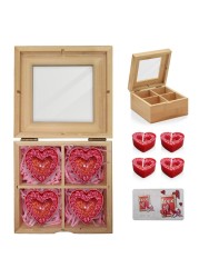 Jinou Valentine&#39;s day gift &ndash; Heart Shape Candles Encased in Premium Quality Bamboo box &ndash; Gift for Wife, Husband, Boyfriend and Girlfriend