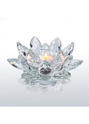 Kolnlala Crystal Lotus Flower Tealight Candle Holders/Glass Tea Light Candlestick Decor Decoration for Christmas Home Wedding Party&acirc;&euro;&brvbar; (Clean 1pc)