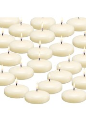 qinxiang 12 Pack Floating Candles 3 Ivory Unscented Dripless Wax Burning Candles for Cylinder Vases Weddings Party and Holiday