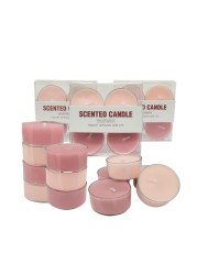 12 Pack Scented Tealight Candles White Bee Wax Soy Wax Blended Candle in Pink 2 Scents Include Peach Oolong Tea and Fig Pear Scents Mini Candles in Clear Acrylic Cups for Home