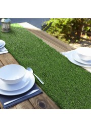 Aneco 12 x 108 Inch Artificial Grass Table Runners Carpet Roll Synthetic Grass Table Runner Grass Tabletop Decoration for Spring Fall Summer Holiday, Baby Shower, Wedding, Birthday, Banquet