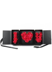QRQR Empty I Love You Fllower Mothers Day Valentines Chocolate Sweets Arrangement Decorative Box With Green Plant Floral Foam Holder Black ILOVEU24