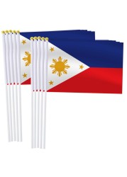 RaymNord 25 Pack Philippines Handheld Small FlagMini Filipino Hand Held Miniature Stick Decor
