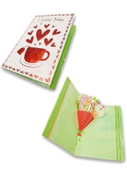 Party Time 1pc 3D Pop Up Greeting Card, Valentines Day Card, Anniversary Card, Birthday Card, Mother&#39;s Day Gift, Anniversary Gift, Valentines Day Gift - I Love You Design, Green