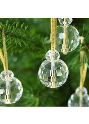 L&Egrave;FERS 12 Pcs Clear Crystal Glass Christmas Balls Ornaments, 0.87&quot; Mini Prism Ball Christmas Tree Decorations, Hanging Crystal Ornament Clearance for Xmas Wedding Party Home Decor(Clear)