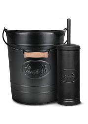 Autumn Alley Farmhouse Bathroom Trash Can and Toilet Brush Set - Rustic Farmhouse Bathroom Accessories for Charming Bathroom D&Atilde;&copy;cor, Black