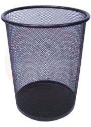 AL ARQAM Black Metal Mesh Waste Paper Bin Wastebasket Trash Can Circular Garbage Bin for Office, Living Rooms, Bedrooms