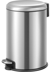 EKO 8L Pedal Bin Serene - Silver Compact Step Round Bin with Soft-Close Lid Fingerprint-Resistant Finish Removable Inner Liner Bag Stabilizer