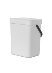 EKO Puro Mini WallMounted Trash Can with Lid Indoor Food Waste Compost Bucket 079 Gal 3L Small Hanging Trash Can for Kitchen White