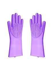 UJUP Dishwashing Gloves Rubber Scrubber: Reusable Silicone Gloves Brush Scrubber - Household Cleaning Tools Dish Washing for Kitchen Bathroom