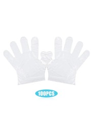 Generic-100pcs Disposable Plastic Gloves Latex Free Powder Free Clear PE Gloves Safe for Cleaning Cooking Hair Coloring Dishwashing Food Handling