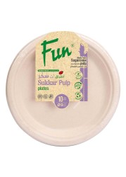 Fun Green Track Sukkar Pulp Round Plates White 9inch 10 PCS
