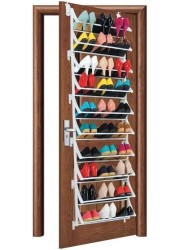 Generic 36 Pair Over the Door Hanging Hook 12 Tier Shoe Rack Adjustable Shelf Organiser Holder Storage Stand Space Saving Multi-layer Easy Installation For Living room Shoe Rack