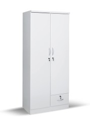 Karnak Karrnak 2 Door Wooden Wardrobe,Cabinet,Cupboard Of Engineered Wood With 1 Lockable Drawer Perfect Modern Stylish Heavy Duty Color (White)