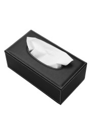 KINGFOM Rectangular PU Leather Tissue Box Cover Facial Tissue Paper Napkin Holder for Bathroom Home Office Car Automotive Decoration with Magnetic BottomBlack