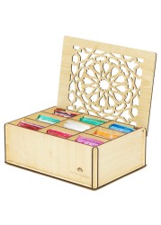 RoyalHouse Premium Wood (Hard MDF) Tea Storage Box Organizer (White), Eco-Friendly Multi-Functional Decorative Box, 9 Compartments For Assorted Variety Of Tea Bags and Small Items