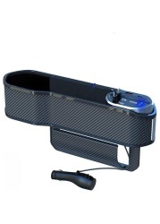 Yeasha,Car Seat Gap Storage Box Storage Box Digital Display Multi Function Super Fast Charging Mobile Phone Charger Comes With 2 Telescopic Data Lines For Charging Suitable For All Car
