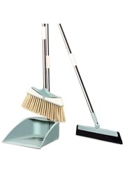 AIWANTO Long Hand Dust Pan with Broom Wiper Combination Cleaning Tools for Household 3 in 1 Long Handle Dustpan Brush Scraper Set