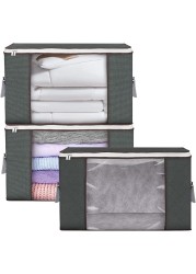 3-Pack Large Clothes Storage Bags Foldable Durable Space Savers with See-Through Window &amp; Carry Handles Multi-Use Organizer Solutions