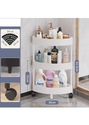 3-Tier Rolling Storage Cart,Corner Shelves， Multi-Purpose Organizer for Bathroom, Office &amp; Kitchen, Plastic Shower Caddy Organizer Shelf, Easy to Assemble &amp; Move,white