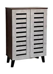 Galaxy Design Wooden Shoe Cabinet with 2 Doors, 4-Tier Storage Shoe Organizer, Malaysian Design, Shoe Rack for Hallway and Living Room, Grey Brown
