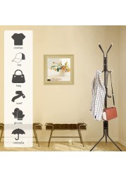 Coat Rack with 12 Hooks, 5.6ft Clothes Metal Hanger, Easy Assembly Hat Rack Free Standing Hanger Stand Rack for Clothes, Entryway Bedroom Office (Black)